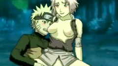 Horned Sakura deeply swallows Naruto dick in a dark forest