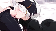 2b give blowjob  -hentai anime