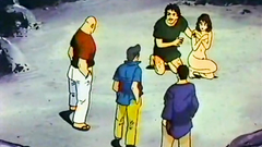 Old school drawn sex cartoon - naked gal in the gangbang