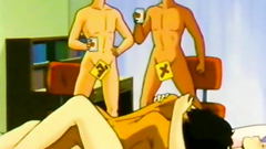 Old-fashioned gangbang porn cartoon in the bedroom