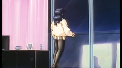 Handsome brunette in black pantyhoses - anime cartoon
