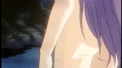 Naked anime teen with long hair and small butt