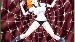 Sexy hentai blonde with nice tits gets in trouble in the spider's net