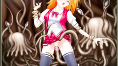 Seductive hentai blonde attacked by evil tentacles