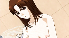 Naked anime babe with hot body takes shower totally naked