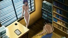 Passionate hentai fuck with busty girl in the library