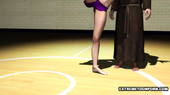 Cheerleader babe gets pussy and mouth fucked on basketball court